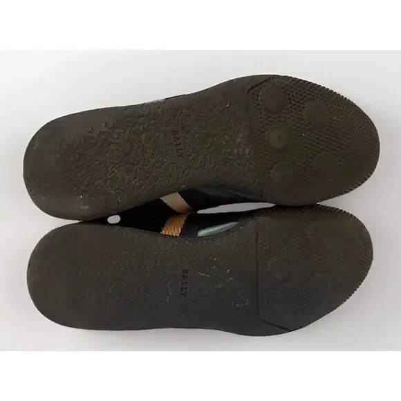 Mens Bally Black Leather Frenz Logo Low Lace-up Sneakers 8.5D